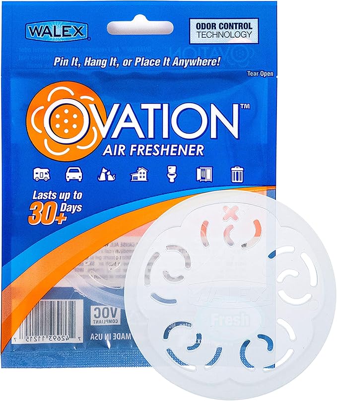 Walex Ovation Portable Air Freshener Discs, Solid Odor Control Deodorizer for Toilets, RV Trailers, Boats, Cars, OVAFFRE1, Fresh, Pack of 1, Lavender