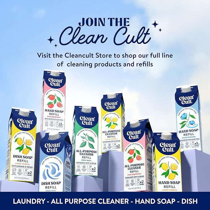 Ultra Concentrated Liquid Laundry Detergent Soap, 64 loads (32 oz), 90% Less Plastic, No Harsh Chemicals, Free & Clear, Defeats Stains & Odors, Eco-friendly, HE/Standard Compatible