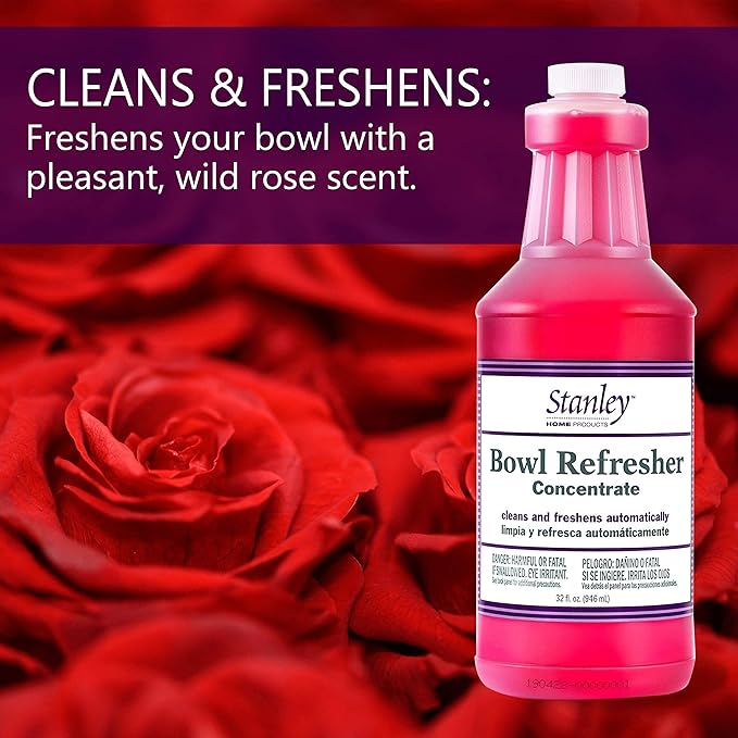 Stanley Toilet Bowl Cleaner & Deodorizer Concentrate 32 oz – Wild Rose Scent – Septic‑Safe Bowl Refresher – Cleans Stains & Residue with Each Flush (Pack of 6)