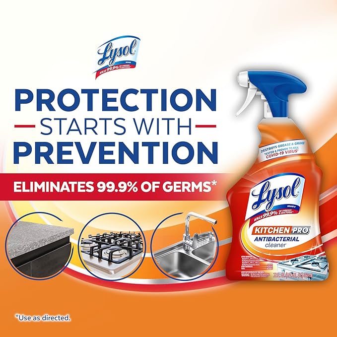 Lysol Kitchen Pro Antibacterial Cleaner Trigger, 22 Fl Oz (Pack of 2)