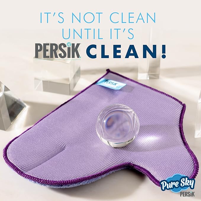 persik Pure-Sky Ultra Microfiber Cleaning Glove – JUST ADD Water No Detergents Needed - 2-in1, Combination for Glass and Multipurpose – Streak Free Magic Window Polishing Glove - Removes Stains, Dust