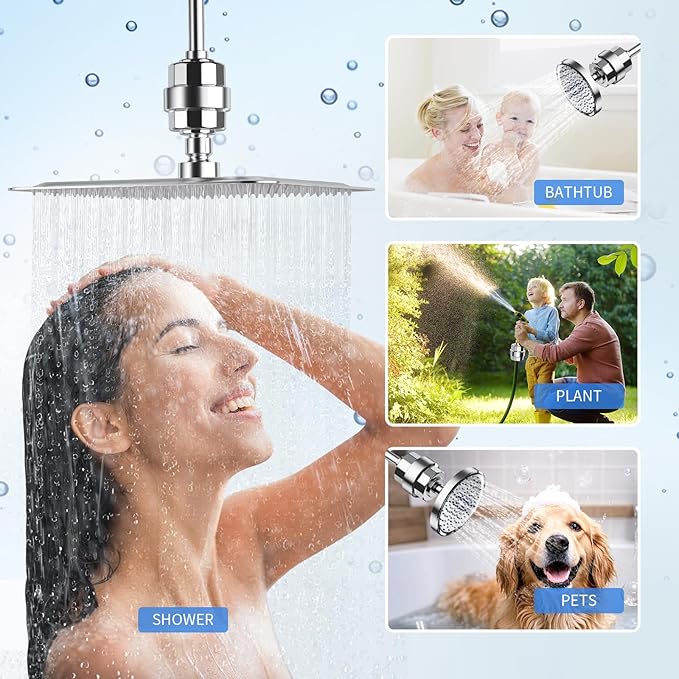 SR SUN RISE 20-Stages Shower Filter Replacement Cartridges - Universal Fit for Most Shower Head Filters, Reduces Chlorine & Chemicals, pH Balanced Water for Soft Skin & Healthy Hair(4-Pack)