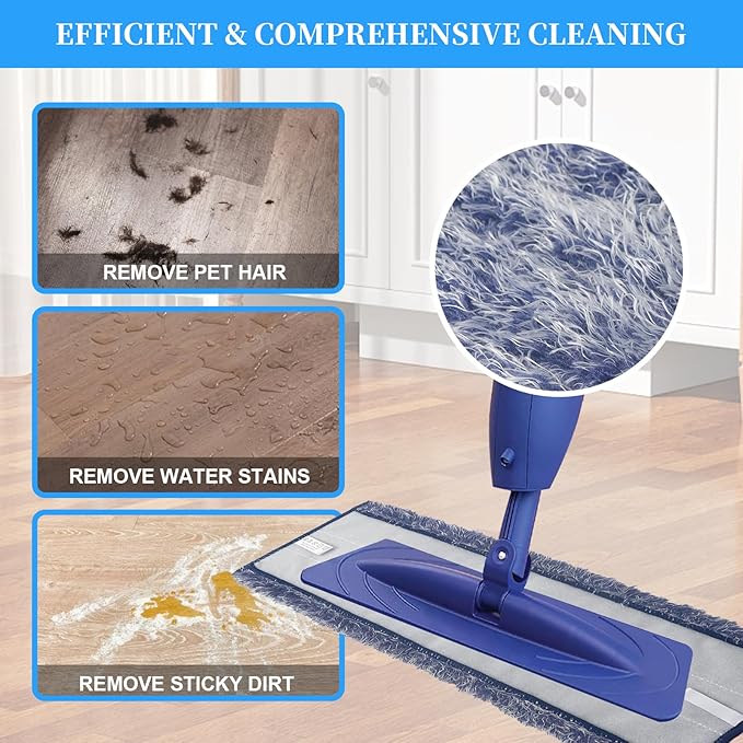 6 Pack Microfiber Dusting Pad Replacement for Bona Family of Mops, Washable & Reusable 18.3 x 6.1 Inch Mop Replacement Pads for Hardwood and Multi-Surface Floors Cleaning Head, Wet/Dry Mop