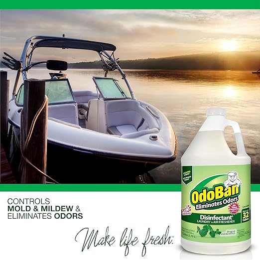 OdoBan Ready-to-Use Disinfectant and Odor Eliminator, Set of 2, 14.6 Ounce 360-Degree Continuous Spray Air Freshener and 1 Gallon Multi-Purpose Cleaning Concentrate, Original Eucalyptus Scent