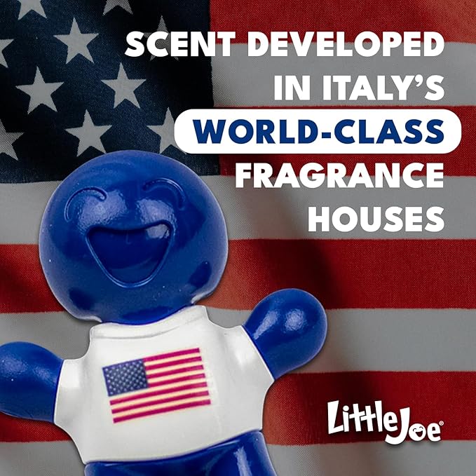 Little Joe 96419-6PK USA Edition New Car Scent Car Air Freshener Vent Clip, Fights Odors for up to 45 Days, Long-Lasting Freshness, Cute Car Odor Eliminator, Pack of 6