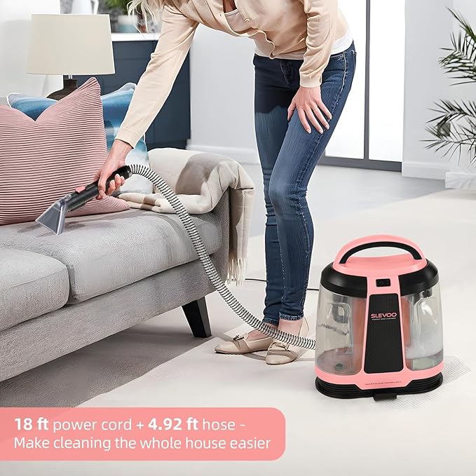 Carpet Cleaner Machine 11Kpa Strong Suction, New 450W Powerful Motor, Portable Upholstery Cleaner with Spot Cleaner, Stain Remover for Pet Accident, Rugs, Carpet and Upholstery Red