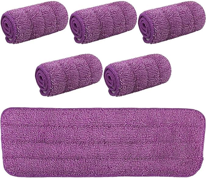 MUdson Mop Head Flat Mop Heads 6 Pcs Mop Pads 42Cm X 14Cm Spray Mop Refill Replacement Pads Mop Head Covers - Machine Washable Durable, Green