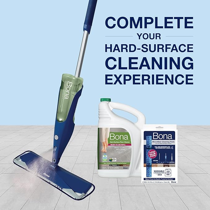 Bona Multi-Surface Floor Cleaner Refill - 128 fl oz - Unscented - Refill for Bona Spray Mops and Spray Bottles - Residue-Free Floor Cleaning Solution for Stone, Tile, Laminate, and Vinyl Floors