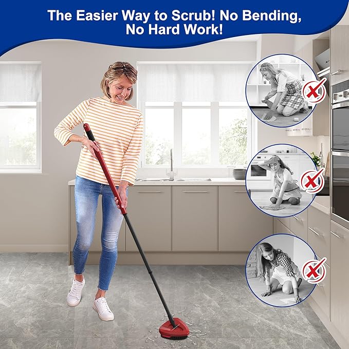 Aifacay 1 Pack Scrub Brush Replacement Head Compatible with O-Cedar EasyWring 1-Tank Spin Mop, Hard-Bristle Triangular Scrubber Brush for Shower Floors, Bathroom, Tile, Kitchen & Wall Cleaning