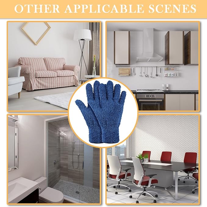 Patelai 3 Pairs Microfiber Plant Dusting Gloves Leaf Cleaning Gloves for Indoor Plants, Blinds, Furniture, House(Large,Black, Navy, Yellow)