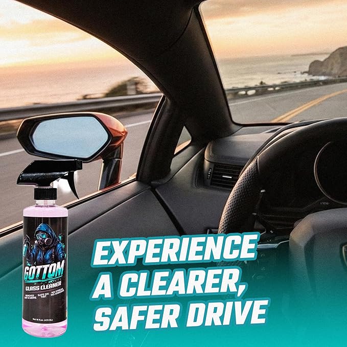 Gottom Glass Cleaner Spray – 16oz, Ammonia Free, Streak-Free Window & Glass Cleaner, Safe on Tint – Perfect for Mirrors, Windows, & Glass Surfaces – Effective Dirt & Grime Remover
