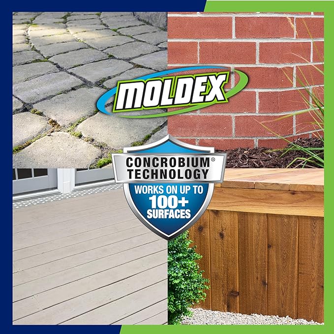 Moldex® Instant Outdoor Cleaner with Hose End, Non Bleach Formula, 64 oz – Fast Acting Spray for Mold and Mildew Stains on Siding, Decks, Fences and Exterior Surfaces