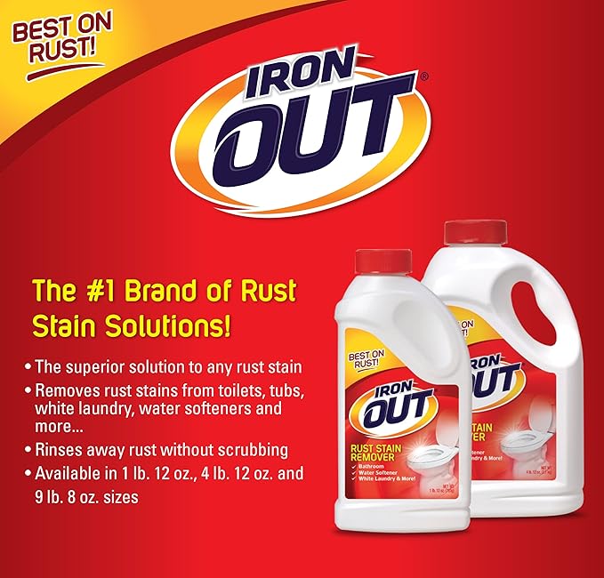 Iron OUT Powder Rust Stain Remover, Remove and Prevent Rust Stains in Bathrooms, Kitchens, Appliances, Laundry, and Outdoors, 4 Pound 12 Ounce, Pack of 6