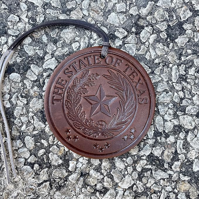 Air Flair | Leather Car Air Freshener | Texas State Seal (5) Cowboy Cologne Scent)