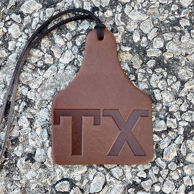 Air Flair | Leather Car Air Freshener | Cow Tag TX Brand (4) Cowboy Cologne Scent, Brown)