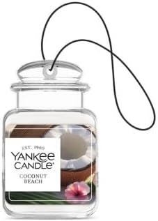 Yankee Candle Car Jar Ultimate, Coconut Beach, Automotive Hanging Air Freshener Deodorizer with Long Lasting Tropical Scent for Vehicles and Small Spaces, 0.96 Ounce (Pack of 6)