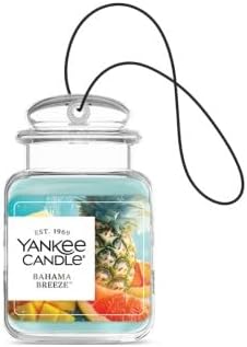 Yankee Candle Car Jar Ultimate, Bahama Breeze, Hanging Auto Air Freshener Odor Neutralizer for Long Lasting Tropical Scent in Cars and Small Spaces, 0.96 Ounce (Pack of 2)