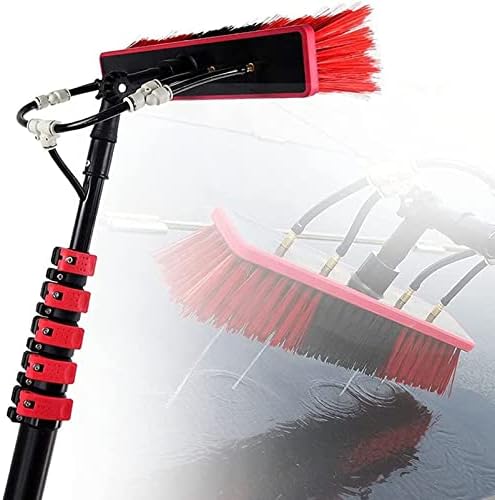 Telescopic Glass Cleaning Brush,Water Fed Telescopic Brush, Window Cleaning Kit with Extension Pole, Outdoor Window Cleaner, Solar Panel Cleaning System for Photovoltaic,30cmbrush,20FT/6M