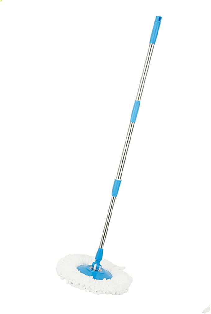 Spin Mop Pole Handle Replacement 360 Rotating Floor Mop Telescopic Handle No Foot Pedal Version Floor Cleaning Scraper for Home Office Hotel (Blue)