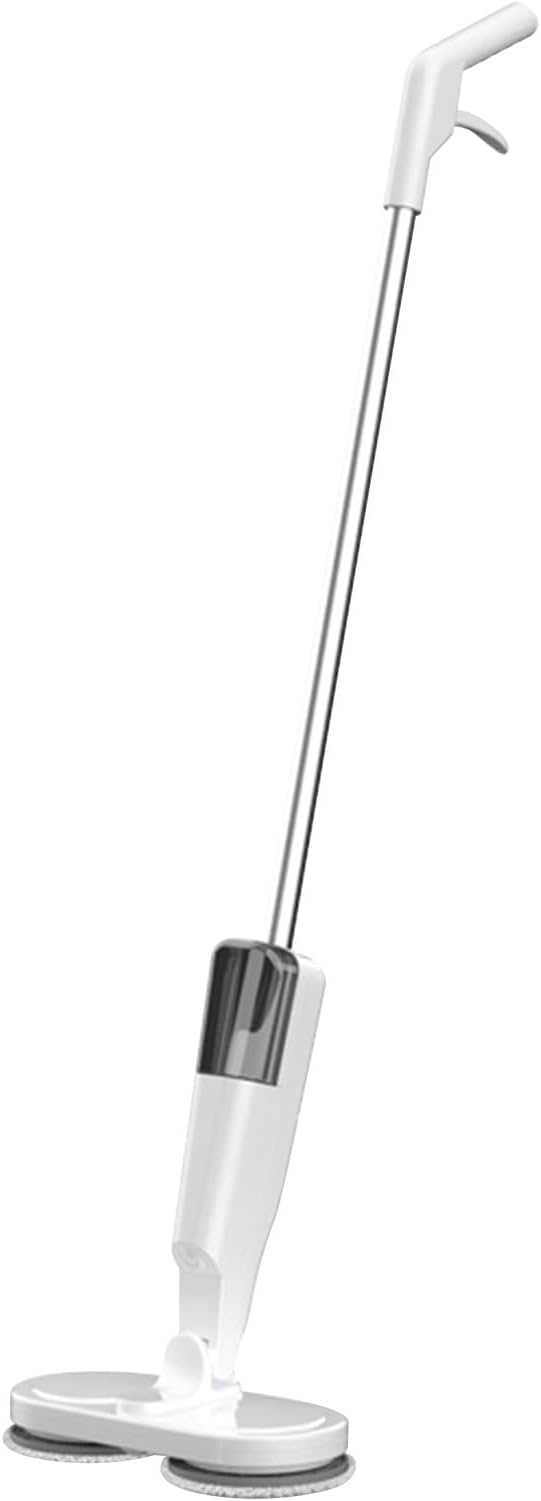 Electric Spin Mop, Retractable & Rotatable, Quiet & Flexible, Lightweight, Easy Cleaning, For All Floor Types (White)