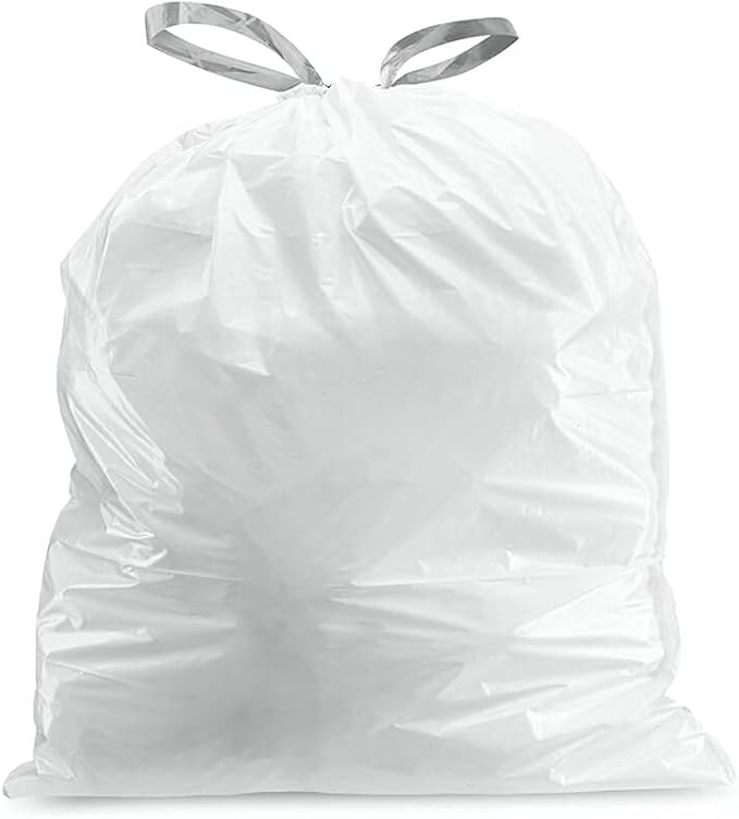 Plasticplace Custom Fit Trash Bags, Compatible with Simplehuman Code L (200 Count) White Drawstring Garbage Liners 4.8 Gallon / 18 Liters, 16.75" x 24.5"