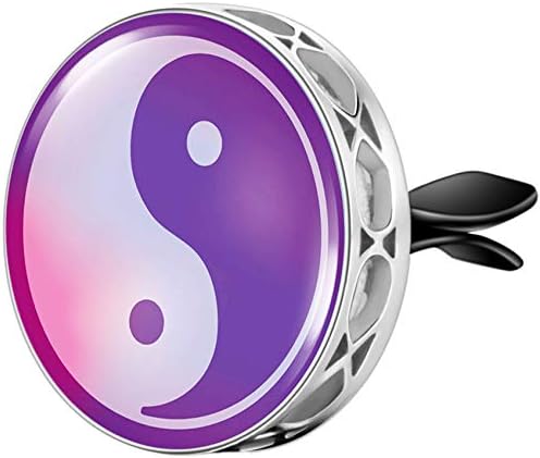 Wild Essentials Yin Yang Essential Oil Car Vent Diffuser, Stainless Steel Locket Pendant With 8 Color Refill Pads, Customizable Air Freshener for Aromatherapy