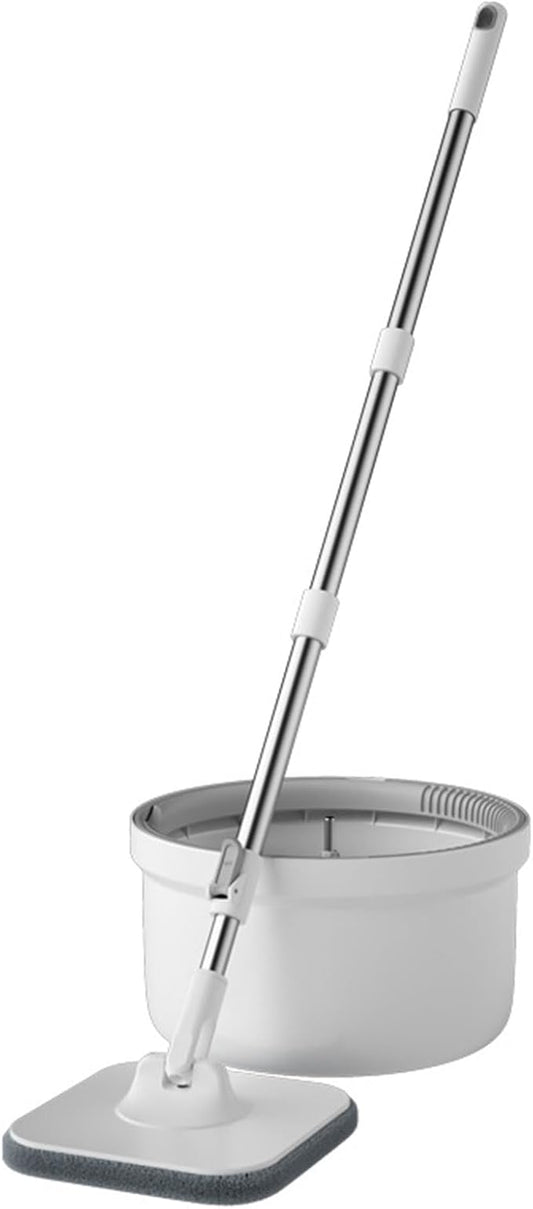 Spin Mop and Bucket with Separate Dirty and Clean Water, 360° Spin Mop and Bucket System, 3 Replaceable Mop Pads, Square Mop for Floor Hardwood Tile Marble Wall Cleaning