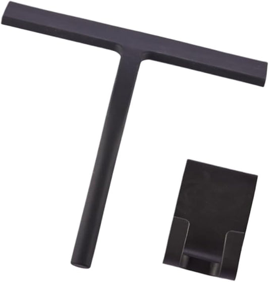 1Set Silicone Wiper Window Cleaner Tool with Hook Effort Saving Glass Cleaning Brush for Smooth Surfaces for Windows Mirrors Tiles and Shower Doors Black