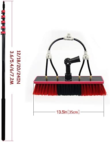 Glass Cleaning Brush,Window Cleaning Pole Water Fed Telescopic Brush Extendable Cleaner Conservatory Roof,Cleaning Photovoltaic and Solar Panels Water Fed Pole Kit,7.2M