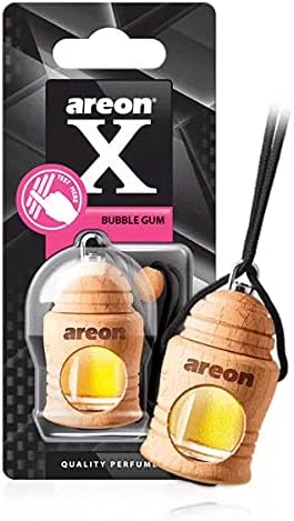 AREON Fresco FRXV03 Hanging Car Air Freshener - Bubble Gum Scent, 40-50 Days Long-Lasting Fragrance - Diffuser in Wood Pendant Housing - Automotive Accessories & Essentials - Bubble Gum, Pack of 3