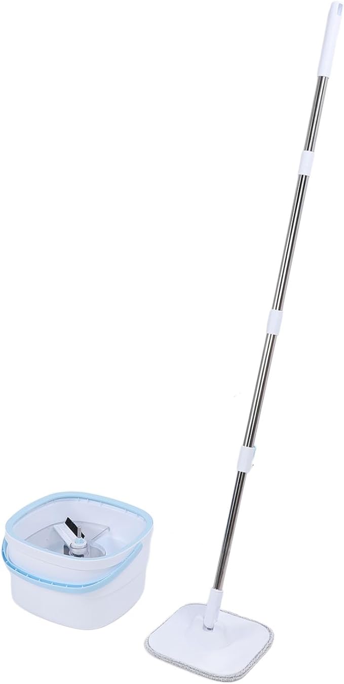Living Appliances Spin Mop and Bucket Set Self Wringing 360 Degree Rotating Square Mop for Hardwood Tile Marble Floors