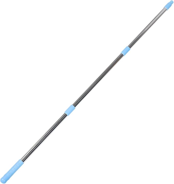 Stainless Steel Mop Rod Replacement Detachable Threaded Broom Handle for Floor Cleaning Rust-Resistant Pole with Hook for Easy Suspension Compatible with Spin Mops and Brooms