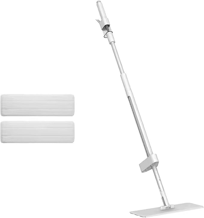 Mop, Spray Water Hands Free Mop Aluminum Rod Flat Mop Household Mop Spray Water Wet Dry Mop(WhiteA)