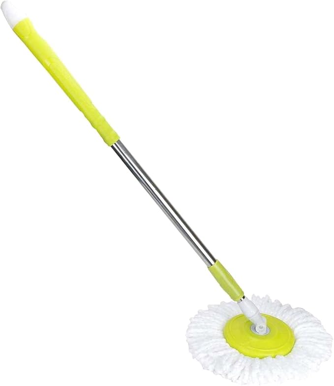 Spin Mop with Microfiber Head, Adjustable Handle, Green and White Spin Mop Replacement Head with Telescopic Handle Home and Kitchen