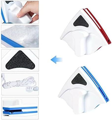 Magnetic Glass Cleaner Wiper Brush Double Side Window Cleaner Magnets Household Glass Wiper Cleaning Tools for Washing Window (Blue)