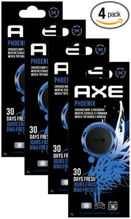 AXE Air Freshener Mini Vent Clip, Odor Eliminator, Air Purifier Provides A Long Lasting Scent (0.7 Fl Oz (Pack of 4), Phoenix)