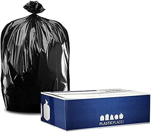Plasticplace 32 Gallon Trash Bags Garbage Can Liners for Toter, Heavy Duty Contractor Black Garbage Bags, Leak-Proof, Tear-Resistant Can Liners, 44” x 54”, 50 Count Trashbags Yard Waste 1.5 Mil
