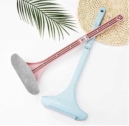 Double-Sided Window Screen Dust Removal, 2 in 1 Multifunctional Window Screen Cleaning Brush Mesh Screen Cleaner with Long Handle, Wet and Dry Glass Cleaning Brush (Blue)