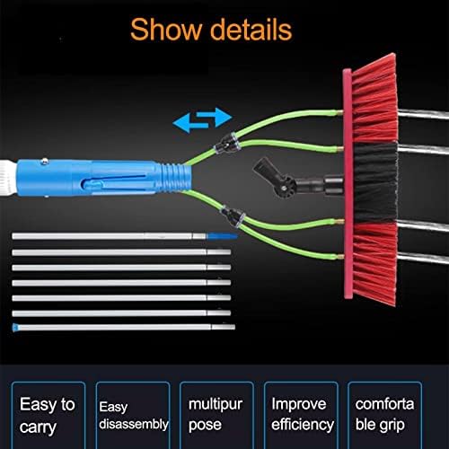Glass Cleaning Brush Home Water Fed Telescopic Pole Kit Solar Panel Brush Rotating for Photovoltaic Panel，Telescopic Window Cleaning Pole Kit - 12M Extendable Water Fed Brush for Solar Panel