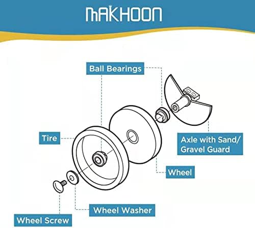 MAKHOON Large Wheel Complete with Tire Bearings Replacement for Polaris Zodiac 280 (Not Compatiable with Polaris 360 380 Model Pool Cleaner)