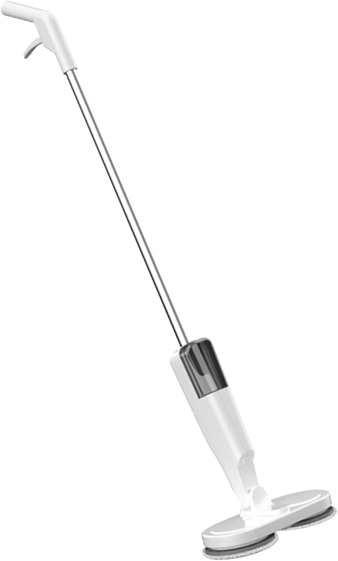 Electric Spin Mop with Water Sprayer Rechargeable Lightweight Cordless Electric Mop for Floor for Hardwood Tile Marble Floors (White)(White)