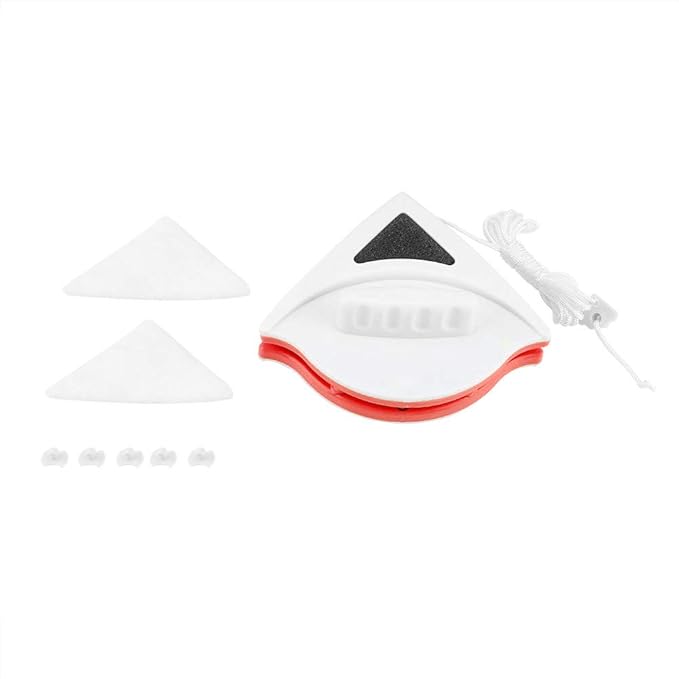 Double-Sided Magnetic Window Cleaner, Glass Cleaning Glider Washing Wiper, Cleaning Tool Brush for High-Rise And Car Window(15-24mm-Red)