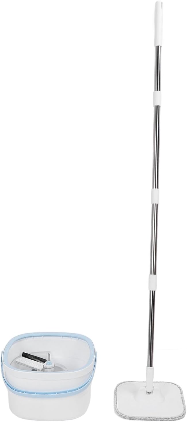 Living Appliances Spin Mop and Bucket Set Self Wringing 360 Degree Rotating Square Mop for Hardwood Tile Marble Floors