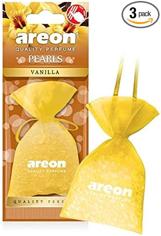 AREON Pearls I Car & Home Hanging Air Freshener I Quality Perfume I Vanilla (Pack of 3)
