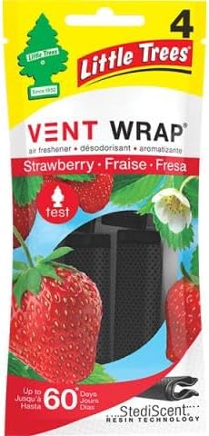 Little Tree Vent Warp 4 pack Assorted Scent Black Ice, New Car Scent, Vanillaroma, Strawberry, Great for Cars, Trucks, Home Air Fresheners AHSR Products Bundle + "AHSR Air Freshener"