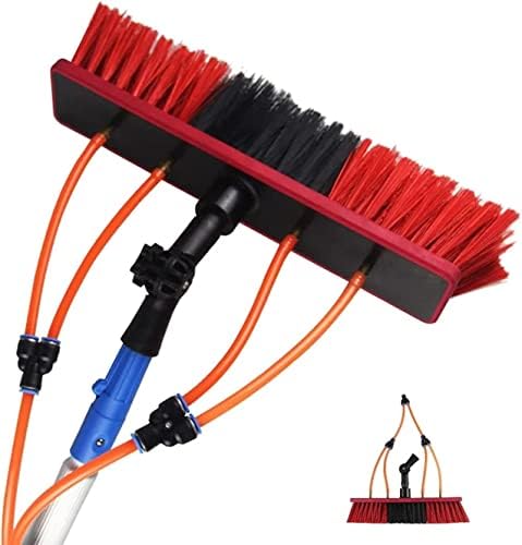 Glass Cleaning Brush Home Water Fed Telescopic Pole Kit Solar Panel Brush Rotating for Photovoltaic Panel，9M Telescopic Window Cleaning Pole with 50Cm Brush Head Water Fed Extendable Kit for