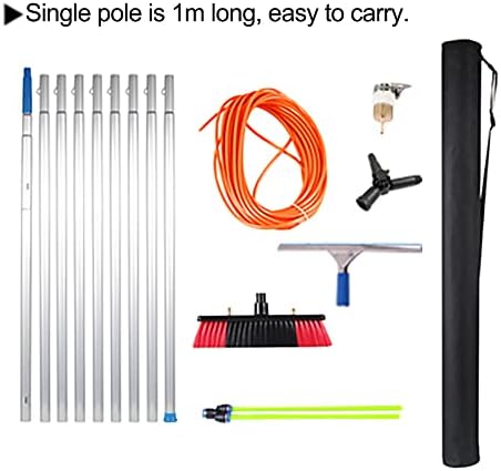 Glass Cleaning Brush Home Water Fed Telescopic Pole Kit Solar Panel Brush Rotating for Photovoltaic Panel，10-39 Foot Window Cleaning Brush Extendable Water Fed Solar Panel Cleaner Roof Clean