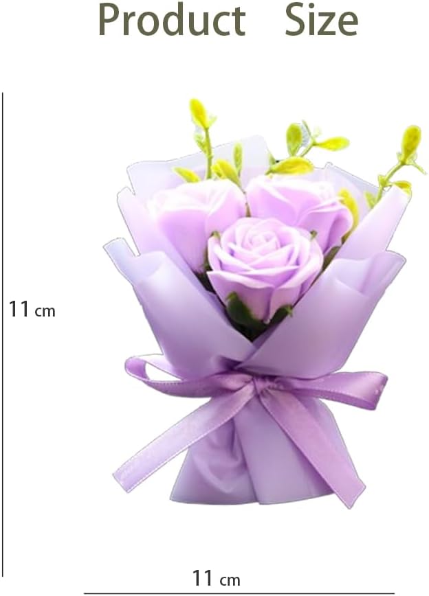 Mini Car Vent Clip Air Freshener, Aesthetic Floral Soap Rose Bouquet Diffuser Decor, Reusable Essential Oil Aroma Pad, Cute Car Accessories Gift for Women (Style J)