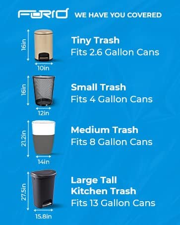 FORID Clear Trash Bags, 8 Gallon Garbage Bags, Wastebasket Bin Liners 330 Count Plastic Trash Bags for Bathroom Bedroom Office Garbage Can 30 Liters - Durable & Thick Trash Bag - Medium