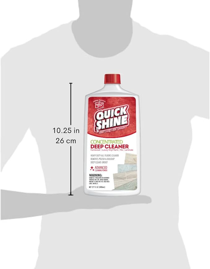 Quick Shine Multi Surface Deep Floor Cleaner and Wax Remover 27oz, 6Pk | Removes Wax Build-Up, Revitalizes Floors & Cleans Grout | Use on Hardwood, Laminate, LVT, Tile and Stone | Pro-Level Cleaning